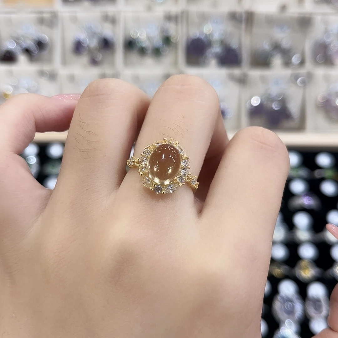*****戒指黄晶银S925镶嵌