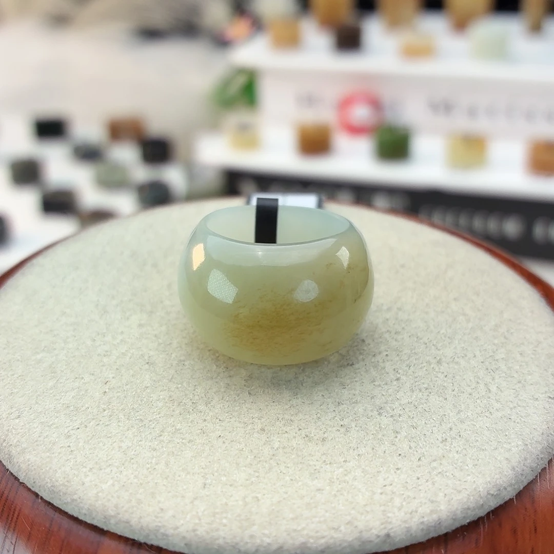 和田玉未镶嵌戒指i37一口糖馒头显眼包17.4mm