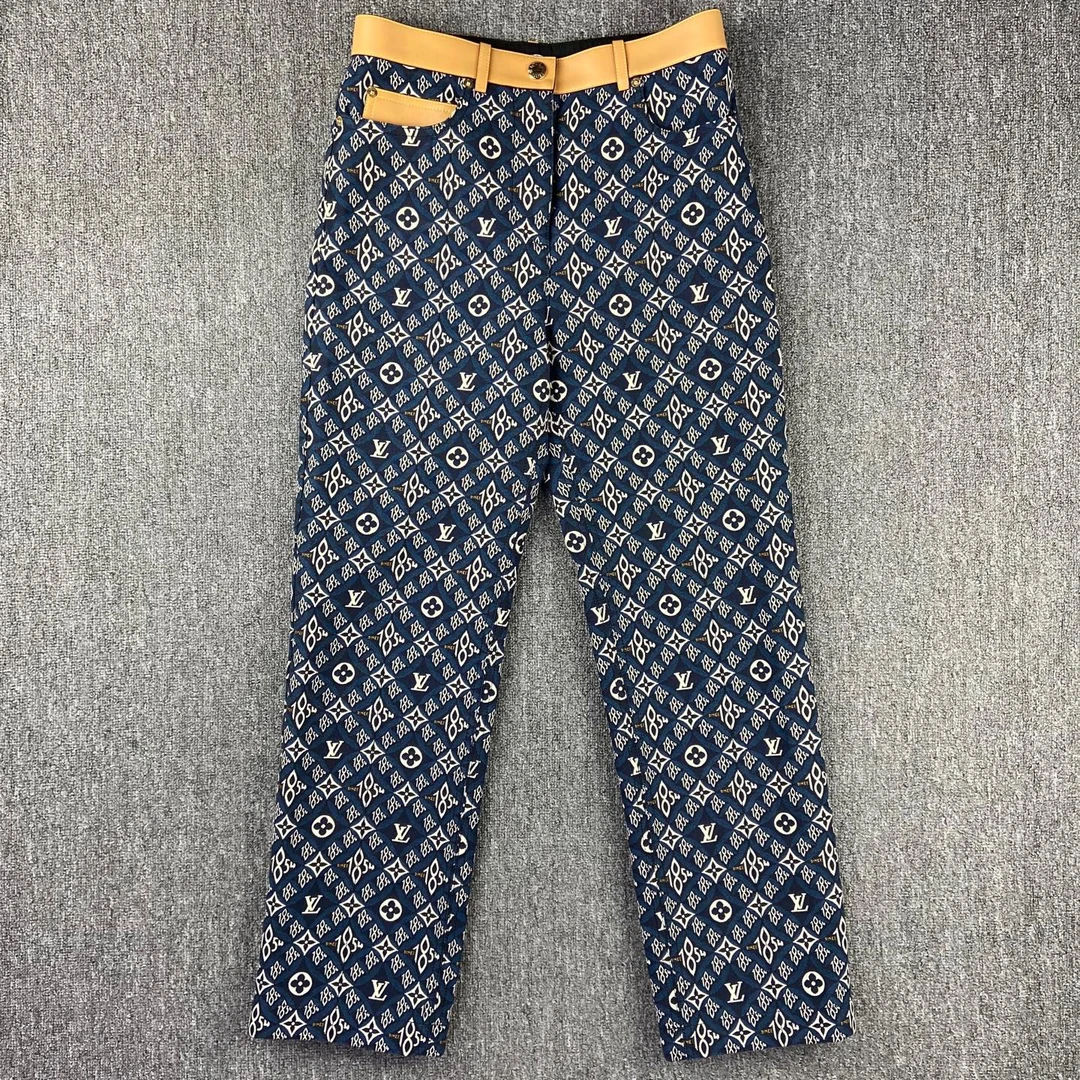 未使用 LouisVuitton/路易威登 2509151/38码/老花满印直筒牛仔裤
