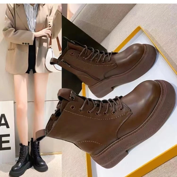 2024秋季新款厚底英伦风马丁靴百搭女系带休闲复古时尚D5568-1