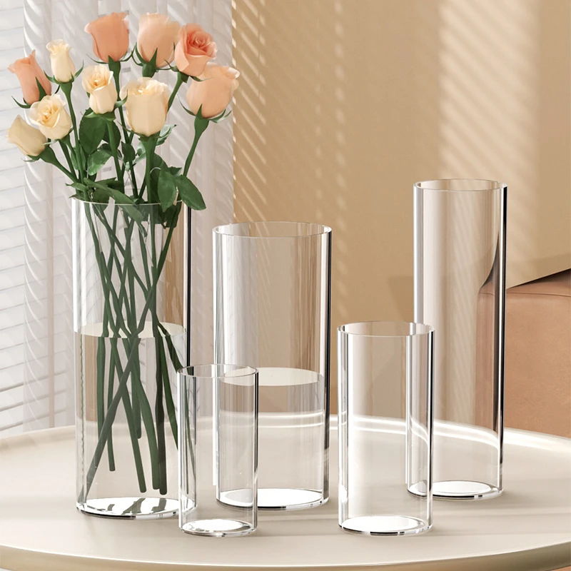 亚克力防摔水养水培插花富贵竹透明直筒亚克力鲜花装饰客厅小