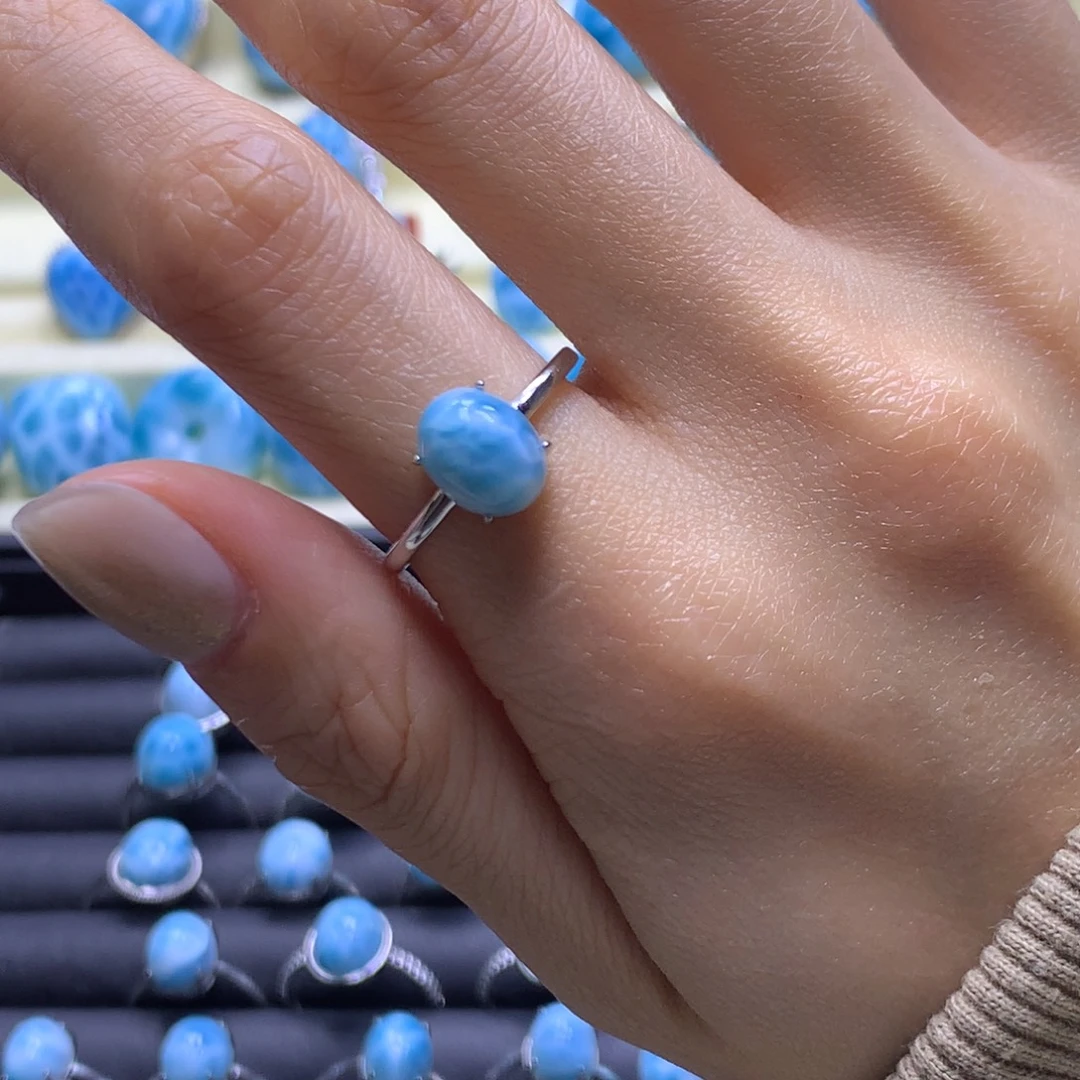 针钠钙石（海纹石）未镶嵌戒指蛋面戒指色差略异