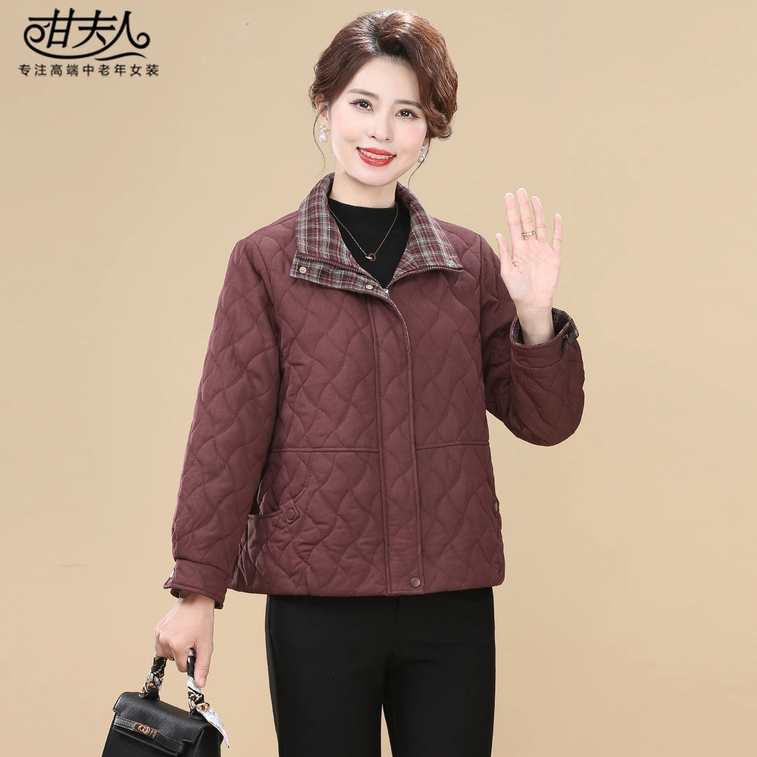 中老年妈妈宽松棉服2025新款秋冬季短款棉衣外套女洋气奶奶装棉袄