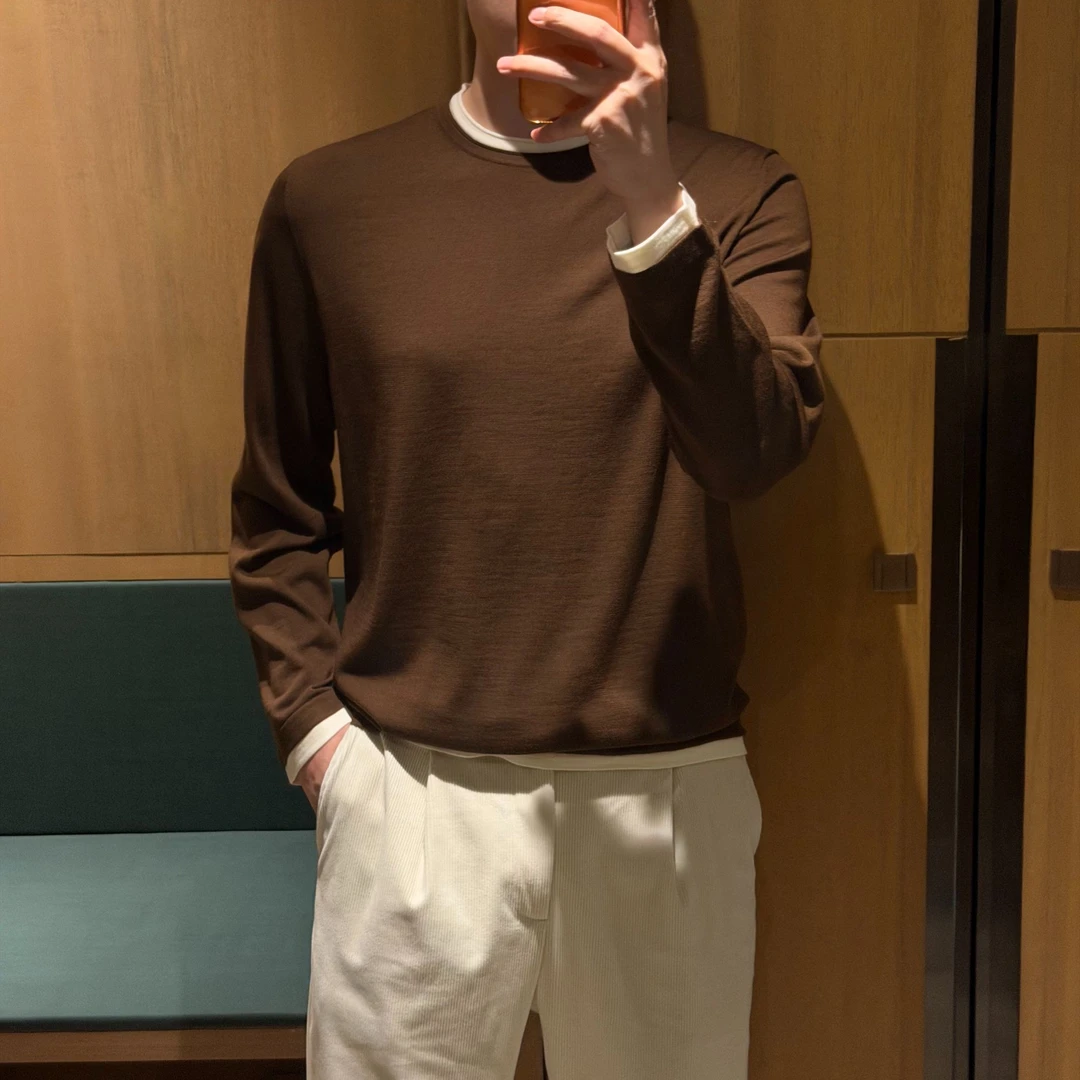 【诺可高定】秋冬18针德国扬子纱假两件超细羊毛一体针织 费萨3123