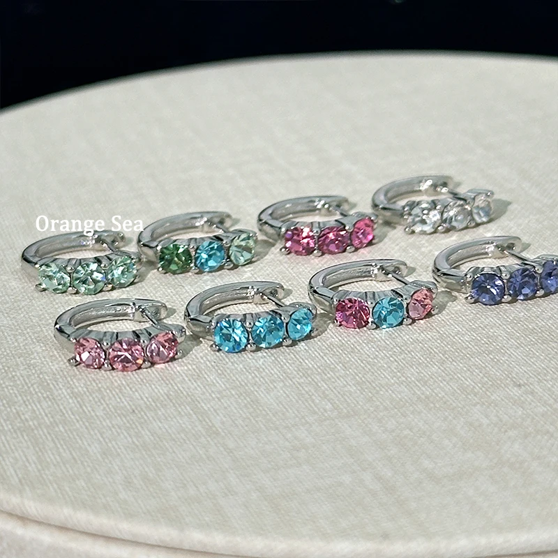 纯铜耳饰 Orange Sea主推爆闪三钻直针耳扣百搭素圈耳骨环R134