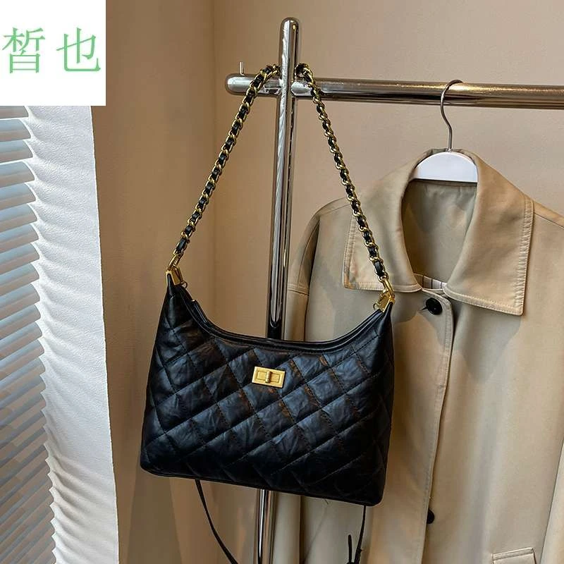 小众轻奢包包女2025新款菱格链条包时尚百搭气质高级感单肩斜挎包