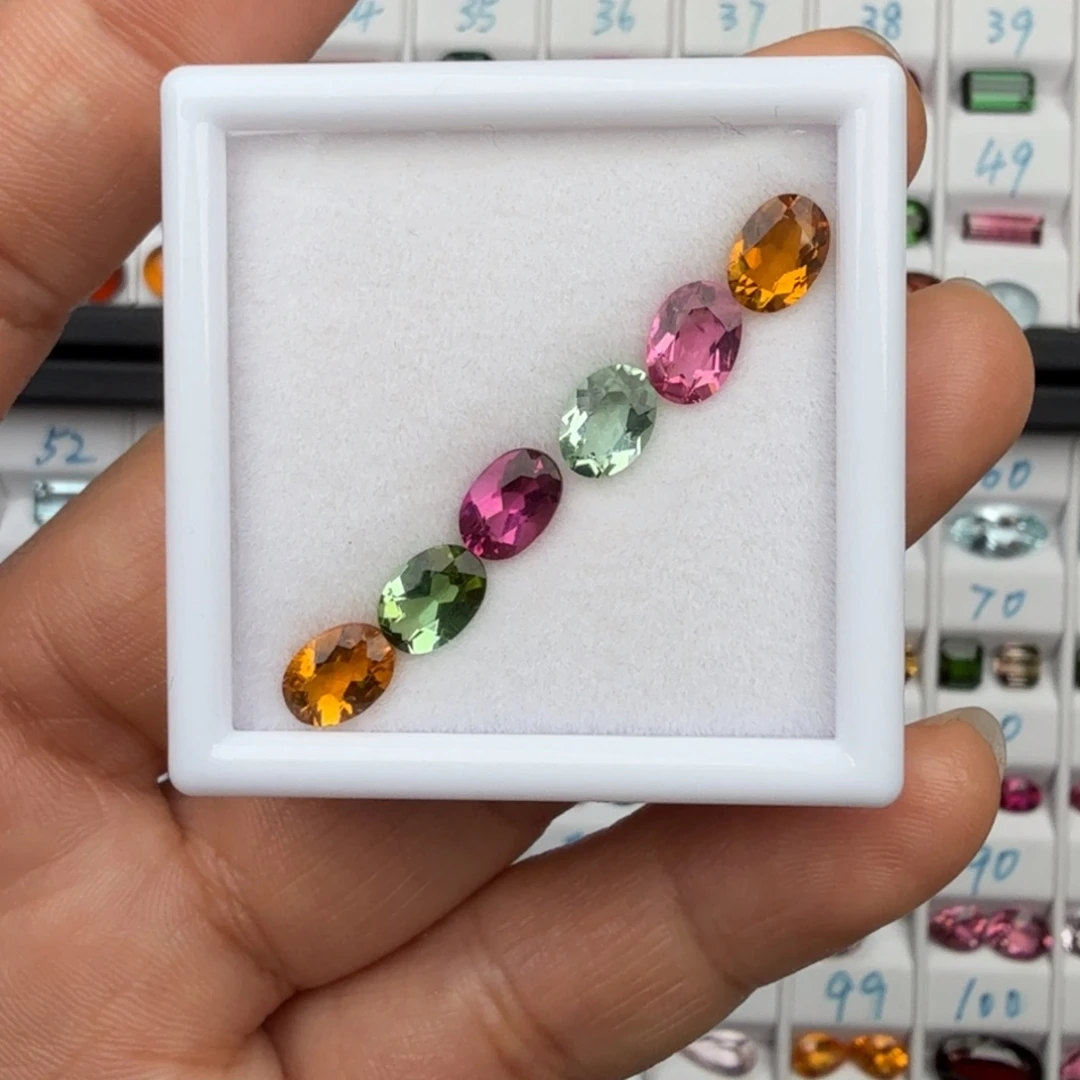 碧玺未镶嵌珠宝半成品天然6颗