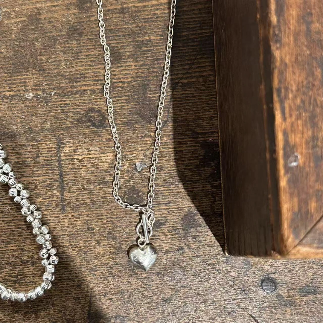 吊坠925银 0324A06 TJ韩国女装直播代购925银 OT扣爱心项链项链