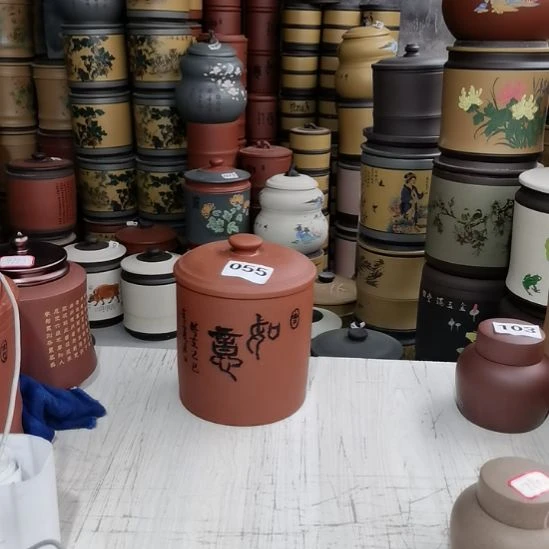 紫砂茶叶罐清水红泥如意一斤装055