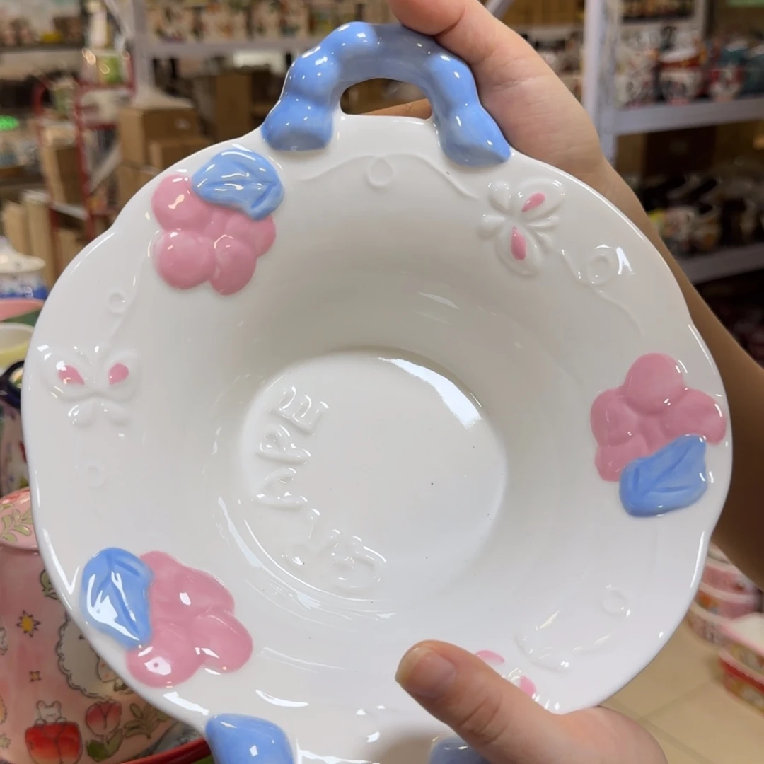 陶瓷双耳沙拉碗一只看图