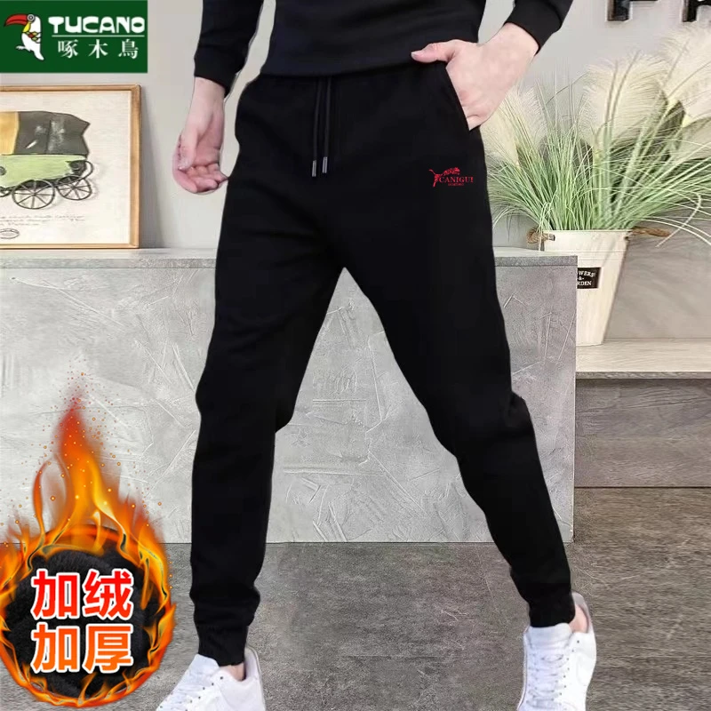啄木鸟运动裤男士秋冬季新款潮流时尚百搭加厚青少年保暖休闲长裤