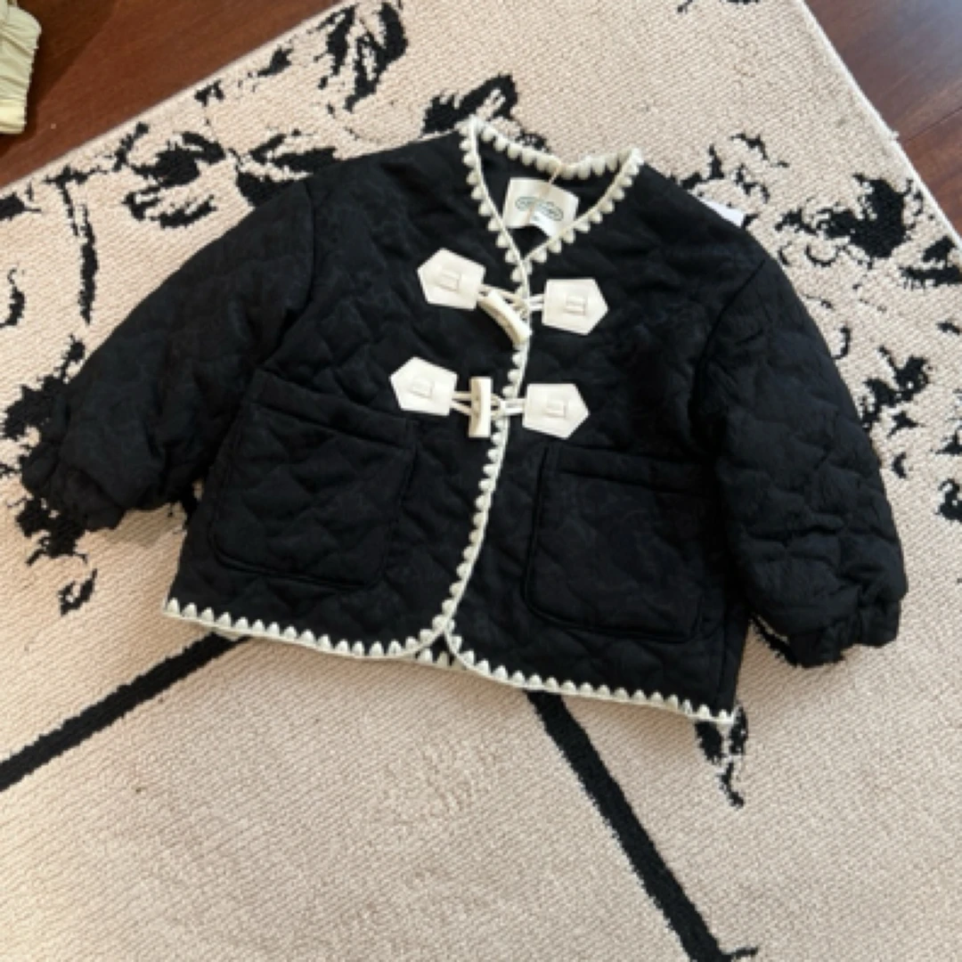 【编号Q46】Y244263512-01-儿童 法式绗线提花外套魅影黑-yew