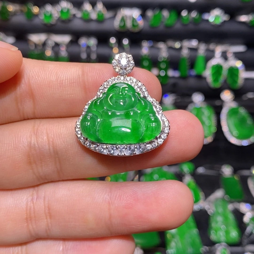 颈饰银S925镶嵌翡翠天然翡翠