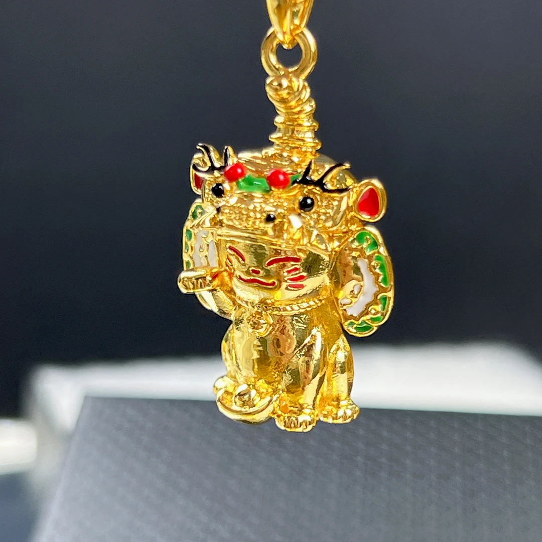 黄铜吊坠 狮贡原创手工2025爆款百搭招财虎狮吊坠项链时尚精美