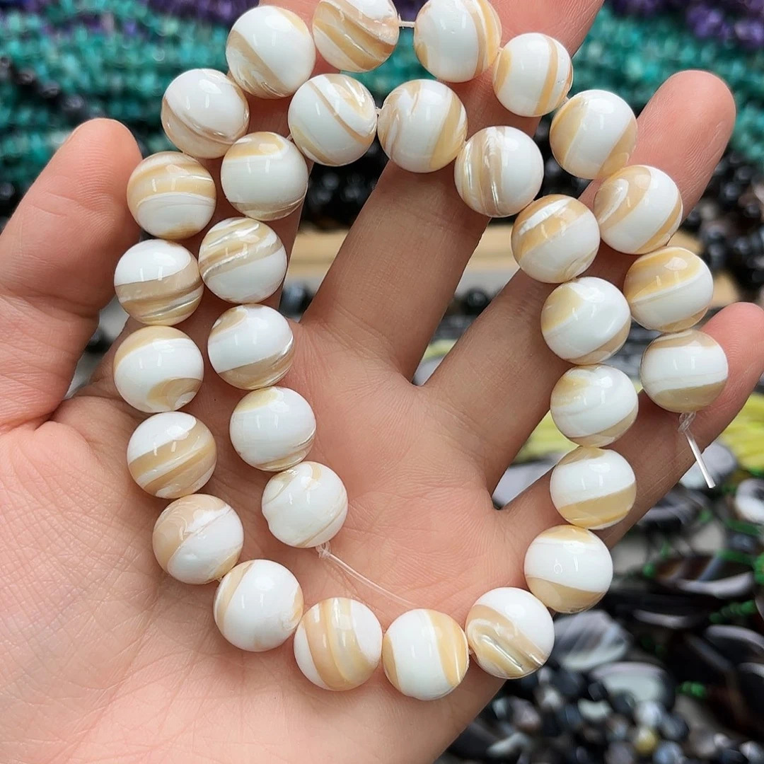 玛瑙/玉髓未镶嵌珠宝半成品卡13马蹄螺圆珠一条