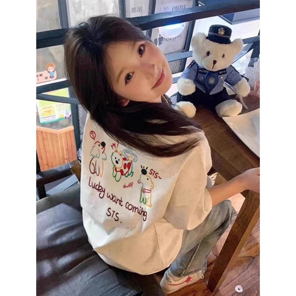 【匡宁】DY22美式潮牌重磅260G纯棉重工印花夏短袖T恤宽松上衣男女