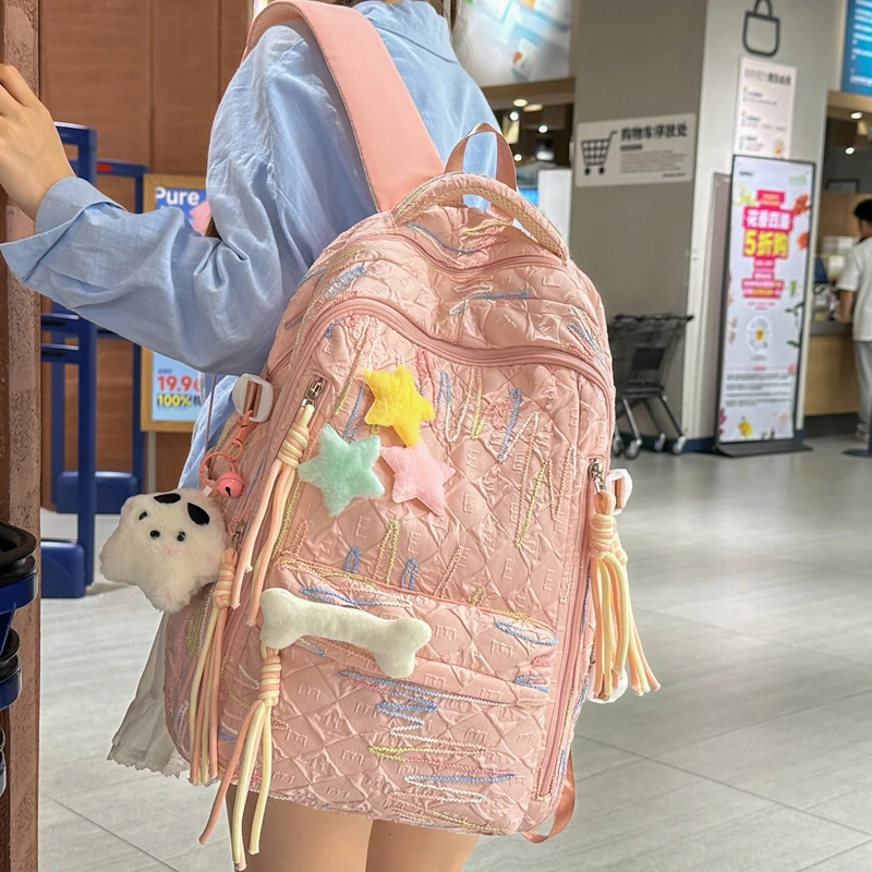 高颜值书包女初中生韩版森系大容量背包高中小学生女生休闲双肩包