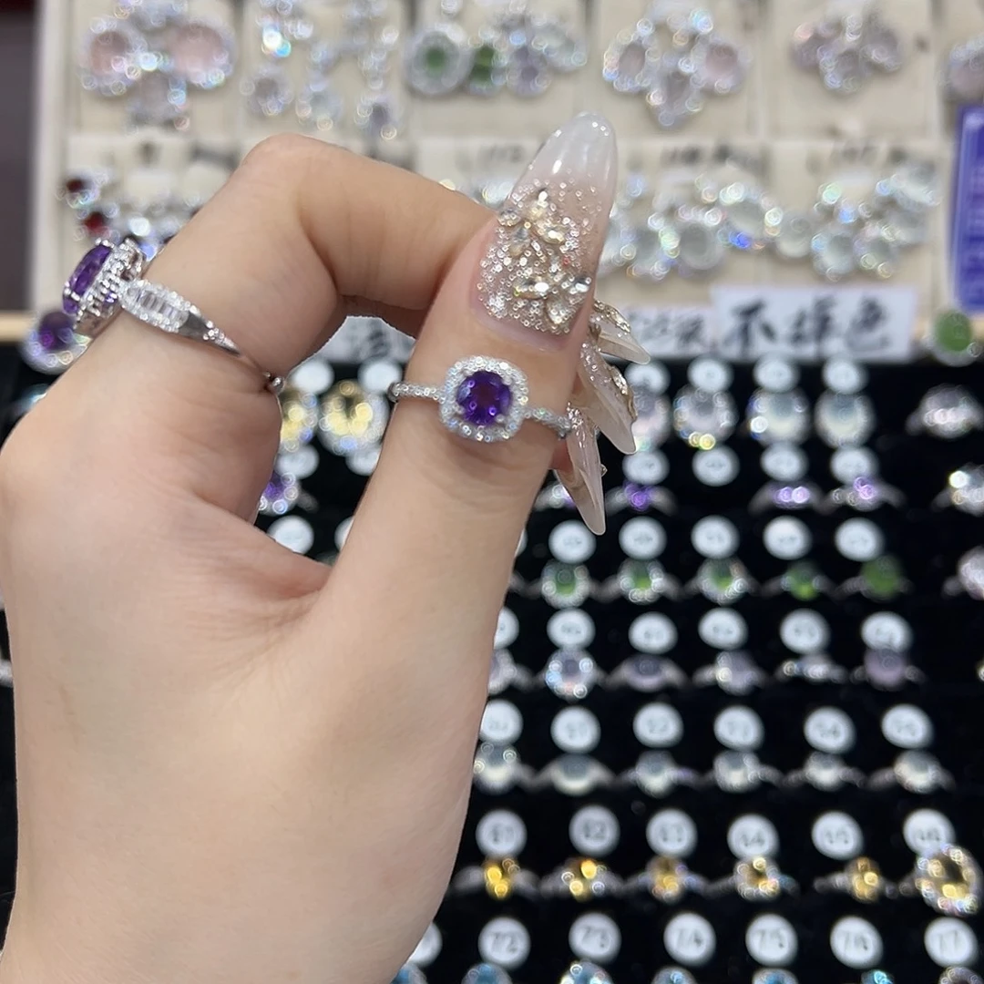 娜***儿银S925镶嵌戒指紫晶