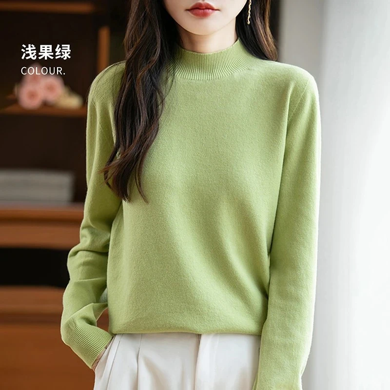 半高领一线成衣简约休闲毛衣宽松内搭打底衫女款爆款新款潮牌女装