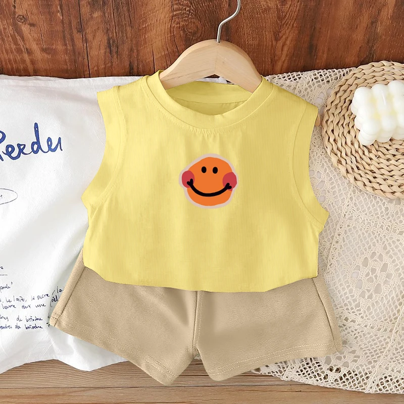 男童夏季套装2025新款网红儿童背心冰丝裤时髦宝宝薄款透气两件套