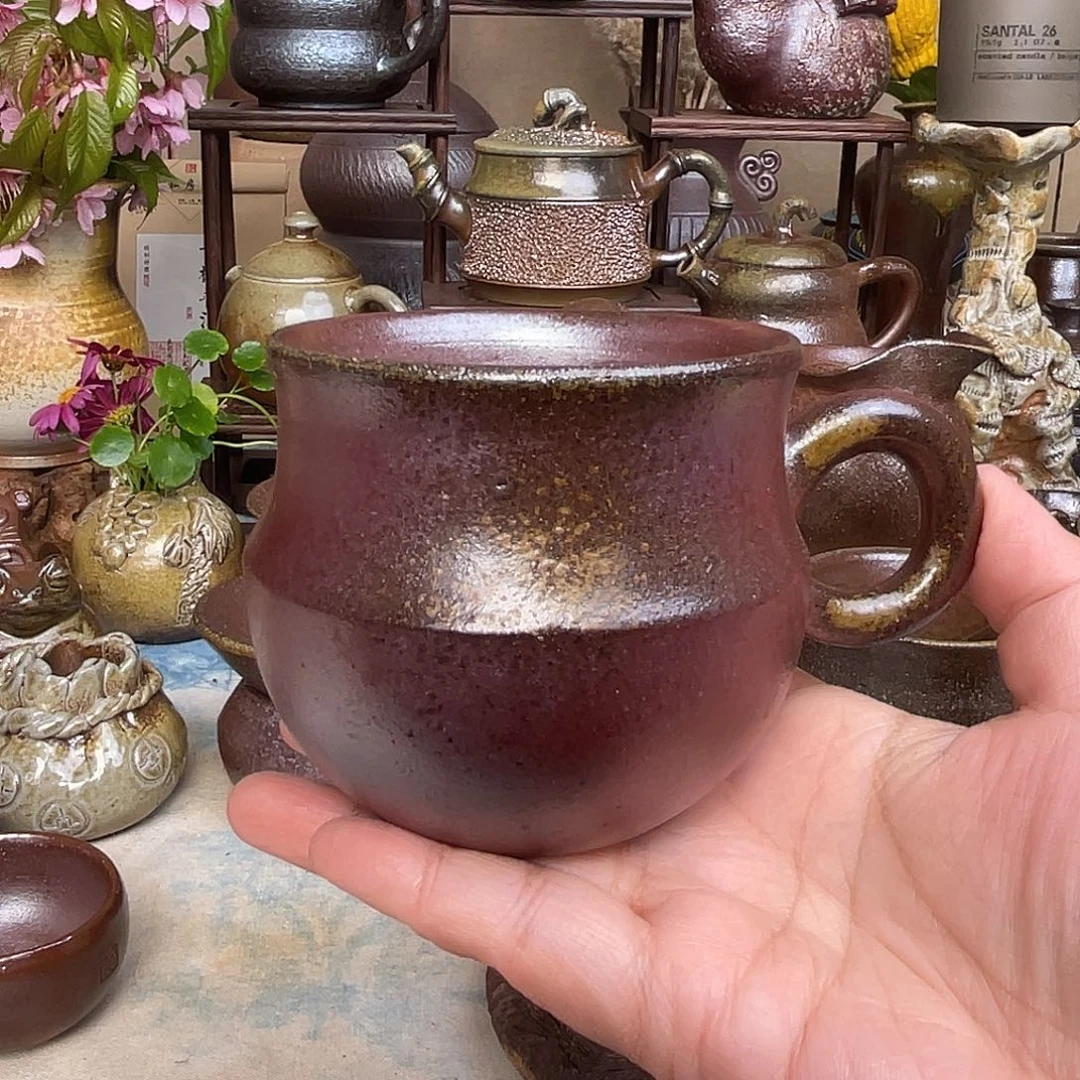 柴烧紫红水杯马克杯