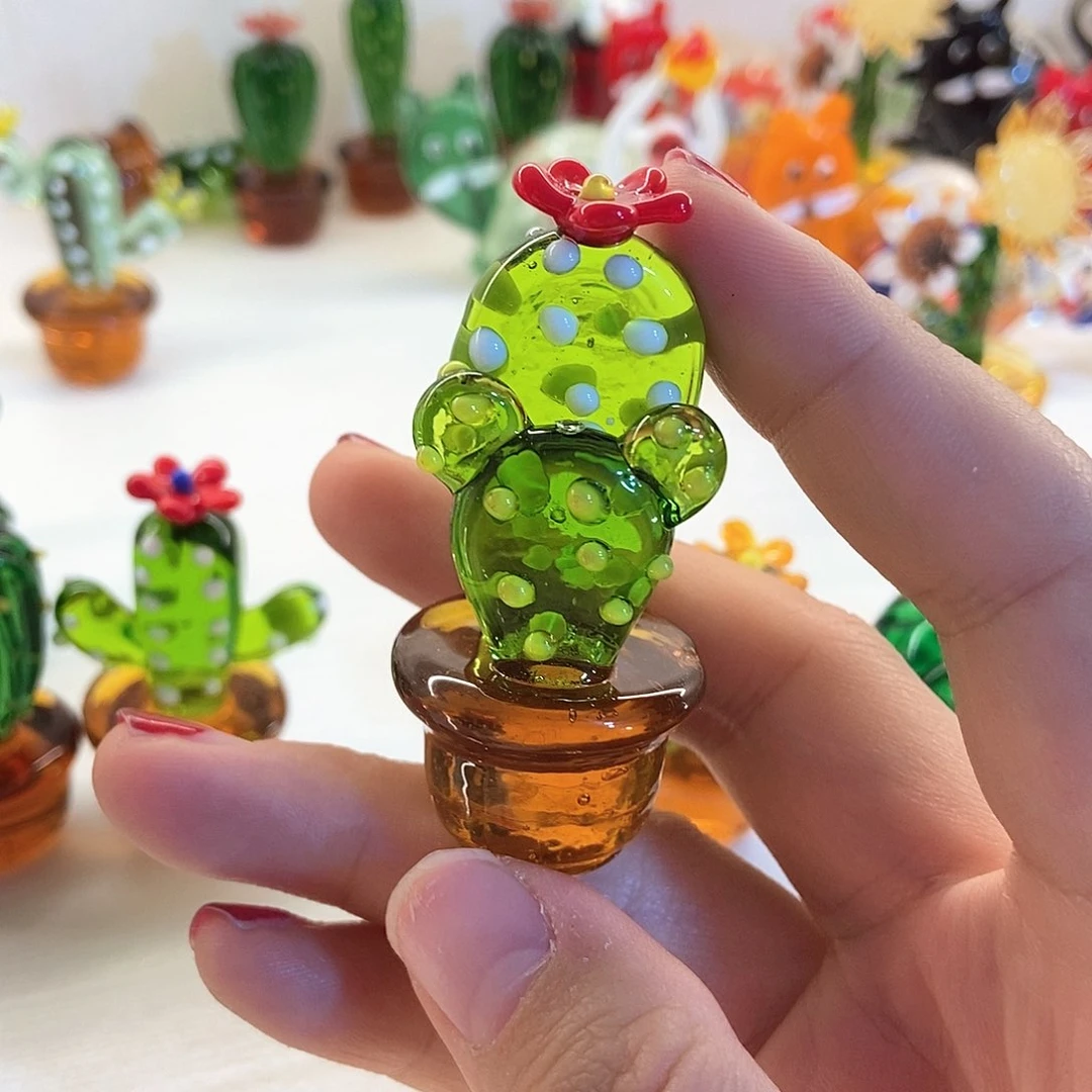 琉璃手工艺品红花双层