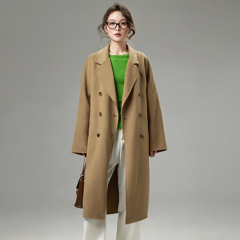 44ZF1E0014加长款双面尼毛呢外套大衣女