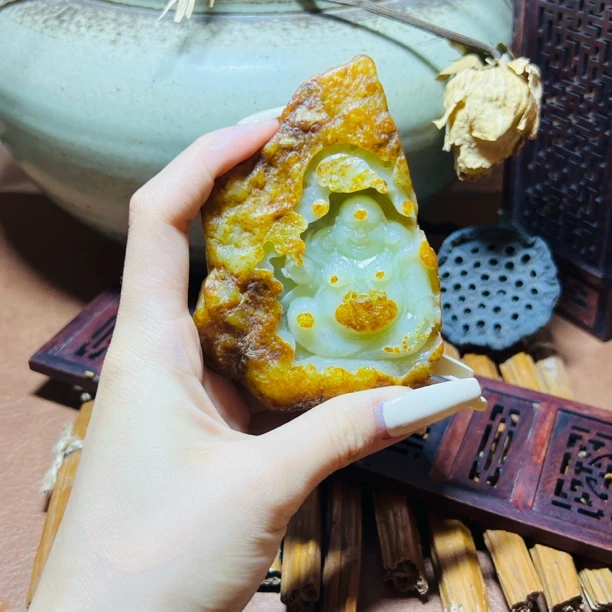 河磨佛手把件 高87mm 宽66mm 厚度23mm