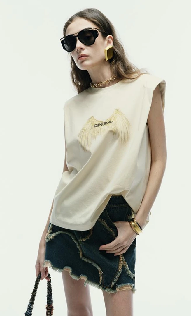 QINGMU牛仔A字短裙