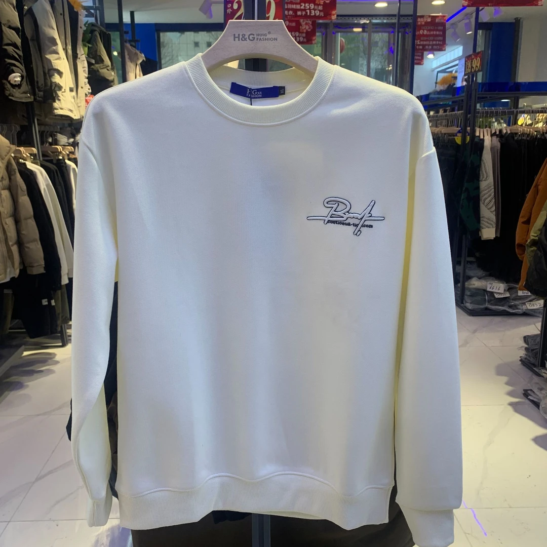 HG字母刺绣卫衣秋冬圆领宽松男装