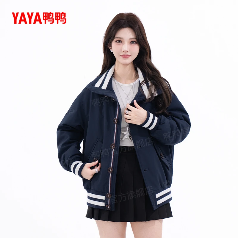 YAYA/鸭鸭羽绒服女短款冬季时尚韩版简约纯色保暖外套DT50831013W