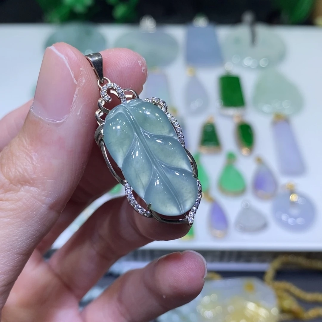 翡翠银S925镶嵌吊坠(不含链)