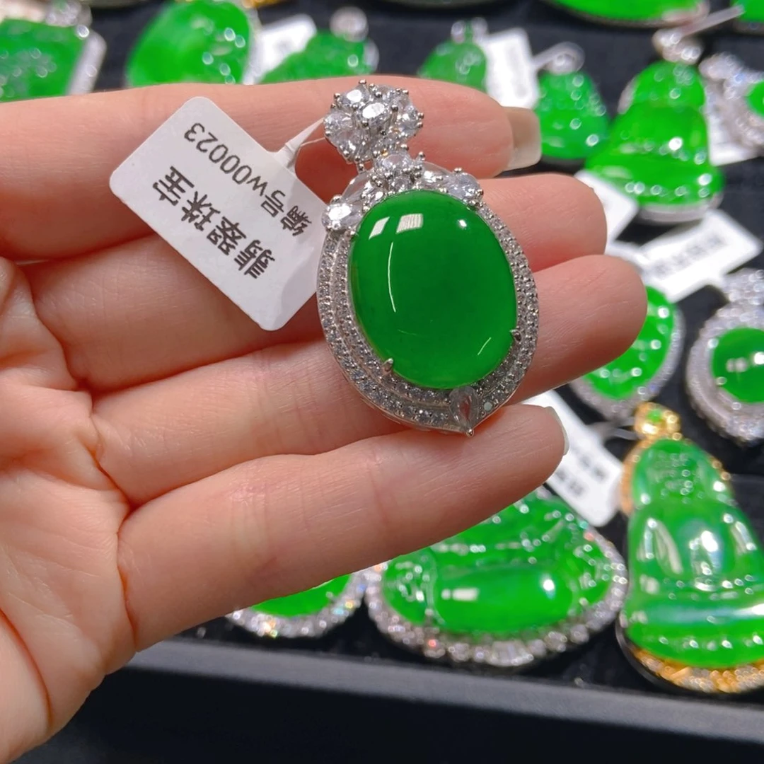 翡翠吊坠(不含链)银S925镶嵌张***旺