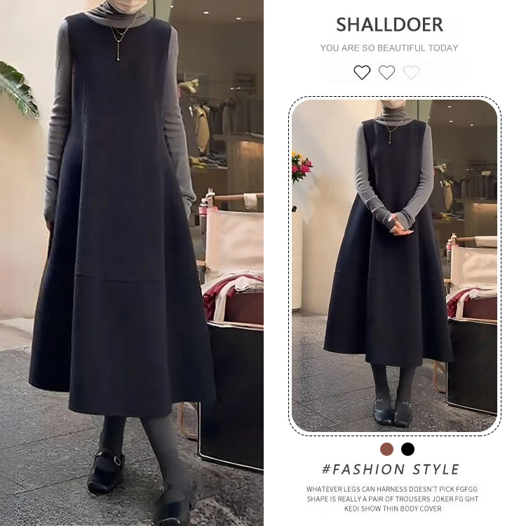 韩系通勤风气质套装2025春秋新款韩版显瘦打底衫无袖背心裙两件套