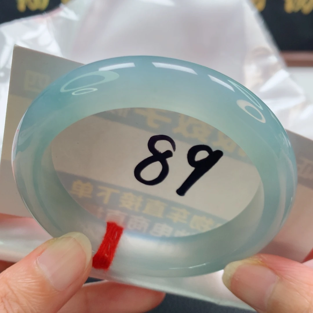 未镶嵌手镯翡翠正圈冰蓝胶满色