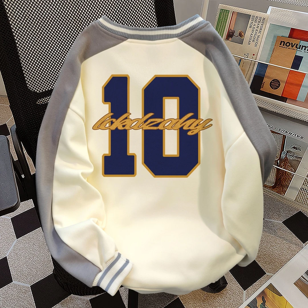 美式复古欧美轻奢拼接V领卫衣女秋冬季宽松显瘦加绒加厚百搭上衣