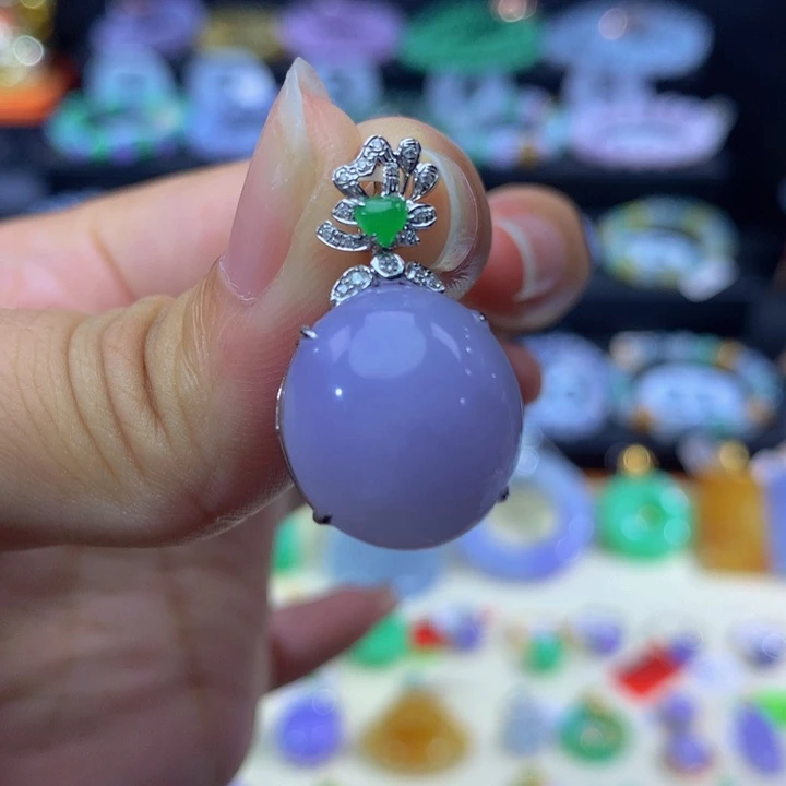 紫***米翡翠18K金镶嵌手链翡翠