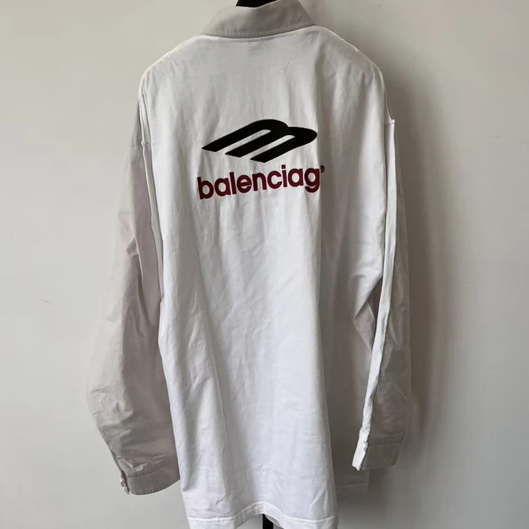 未使用 Balenciaga/巴黎世家 印花宽松长袖单排扣中长款衬衫01537