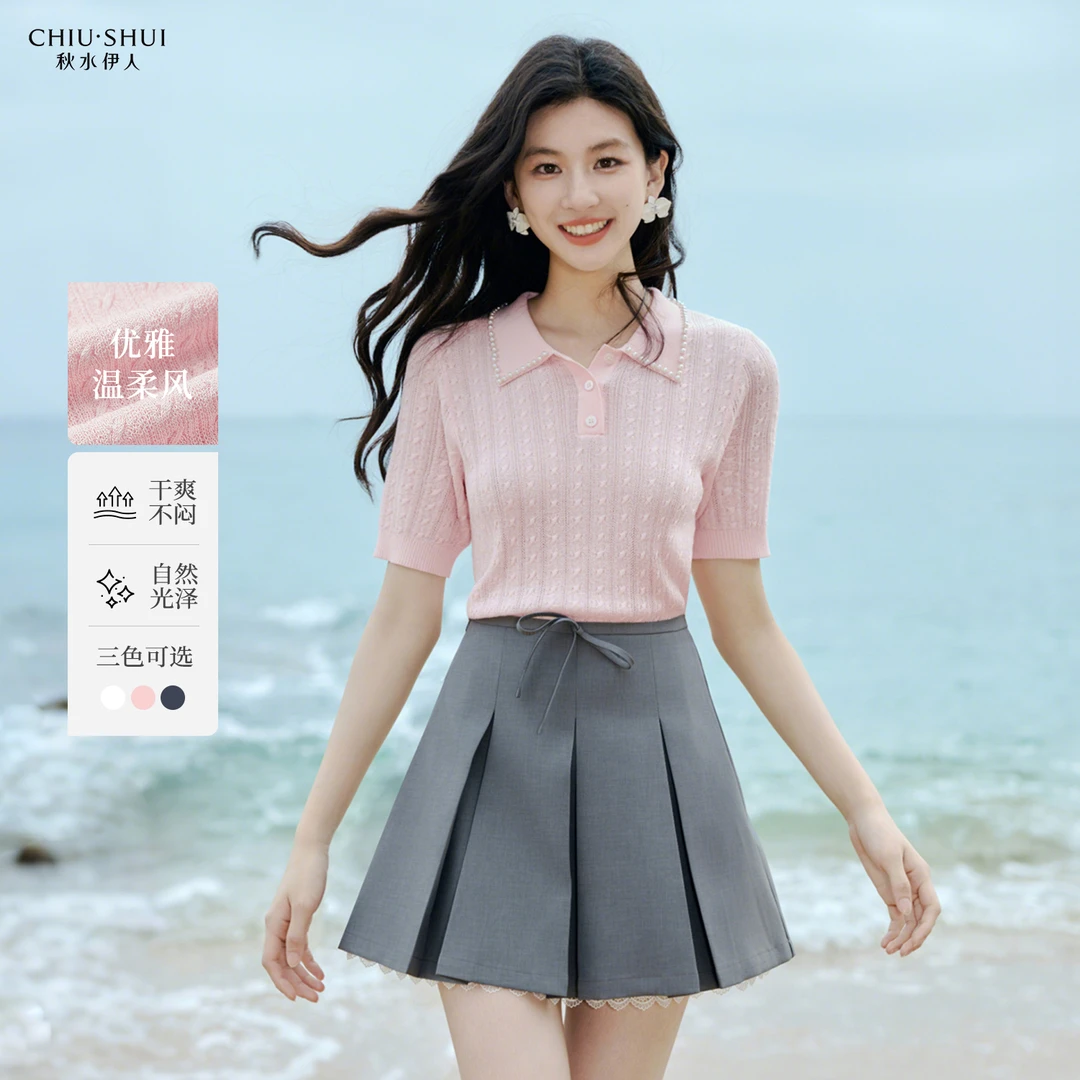 【赵老板专属】秋水伊人上衣新款Polo领型毛针织衫625203B100316