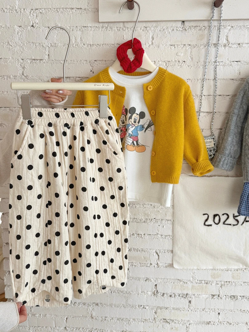 SY-8049-儿童韩百搭麻棉波点萝卜裤（秋款）