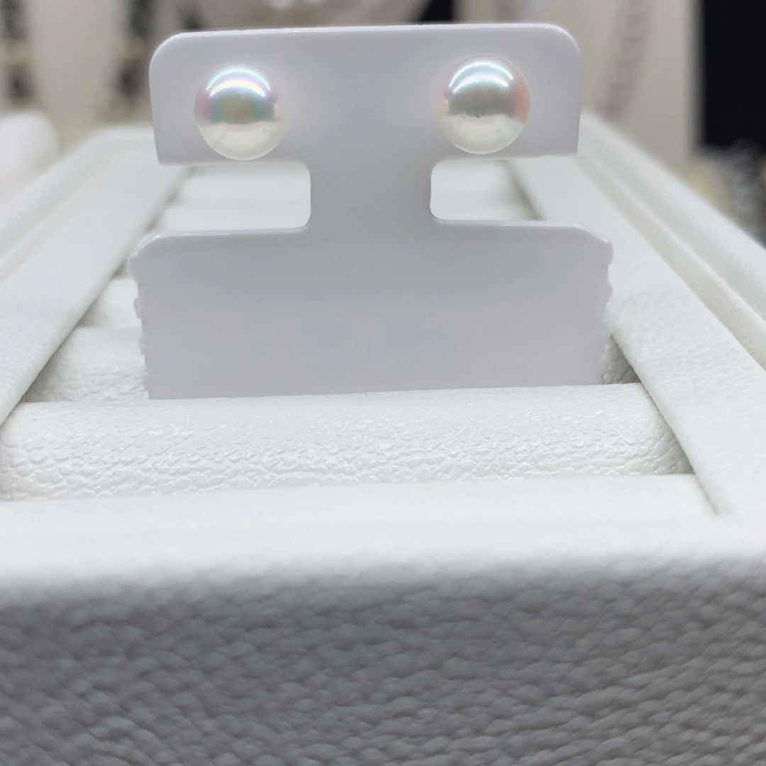 耳饰海水珍珠18K金镶嵌7-8mm日本海水珍珠耳钉