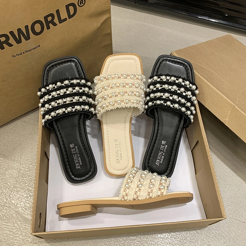 2025夏季新款外穿拖鞋女时尚百搭学生女士平底软底拖鞋一字拖