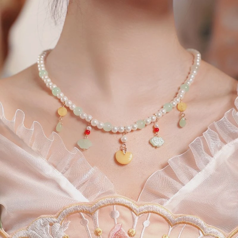 汉服软璎珞古风项链珍珠坦领宋制璎珞