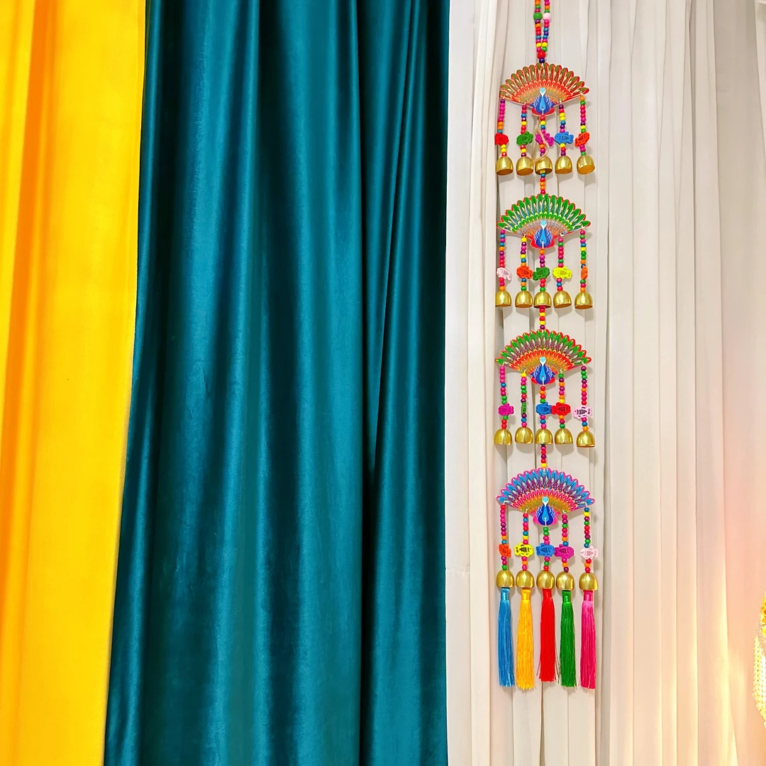 孔雀开屏纯手工风铃复古风格客厅阳台彩色挂件