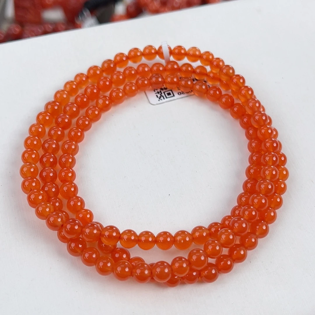 南红玛瑙未镶嵌河湾冰红芬达色多圈5mm