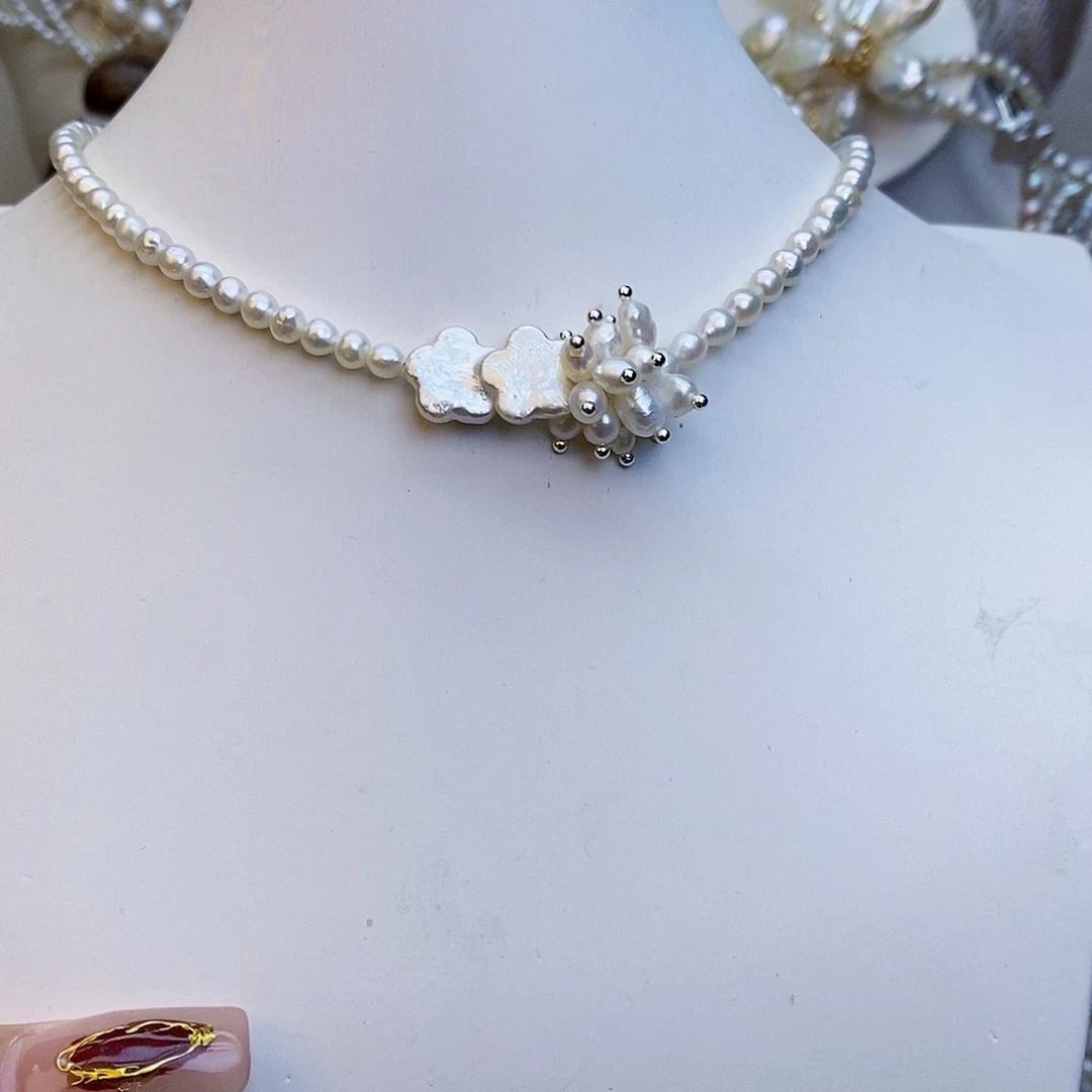 淡水珍珠颈饰银S925镶嵌