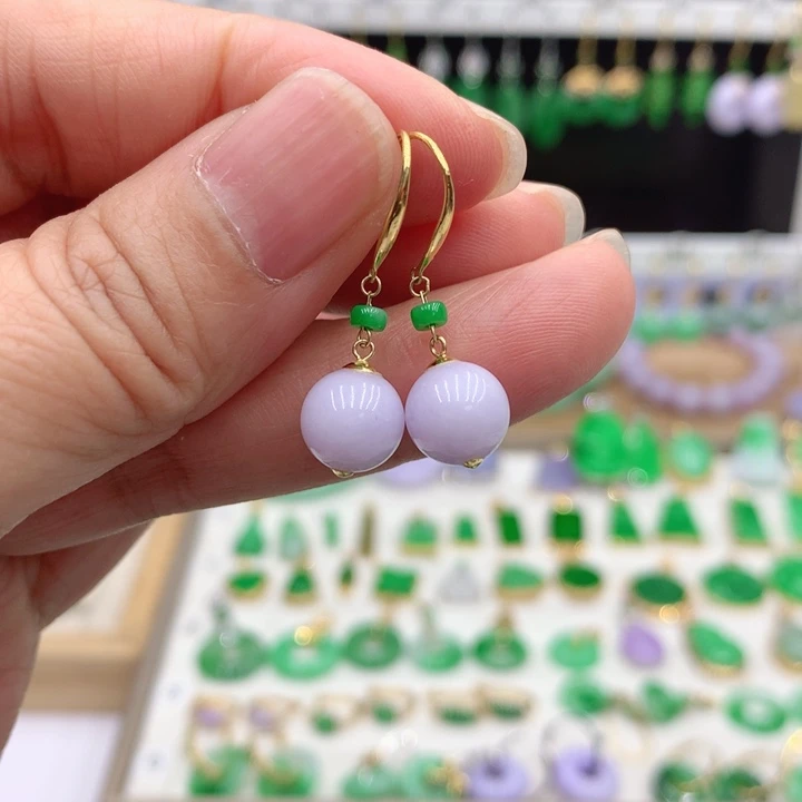 翡翠18K金镶嵌耳饰