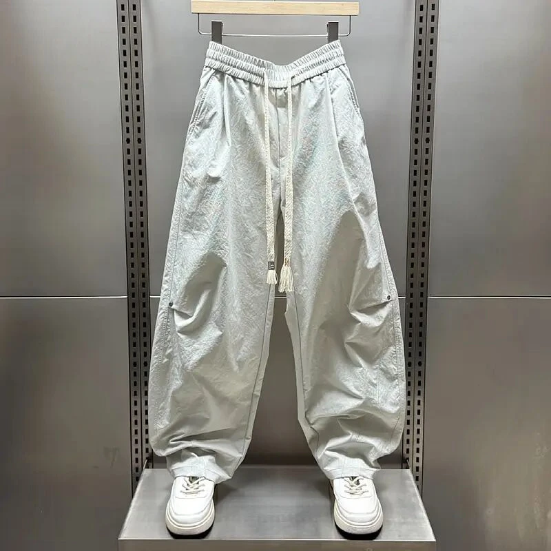 【BAOA】夏季薄款弯刀休闲裤时尚潮牌宽松直筒男女款速干纯色阔腿裤