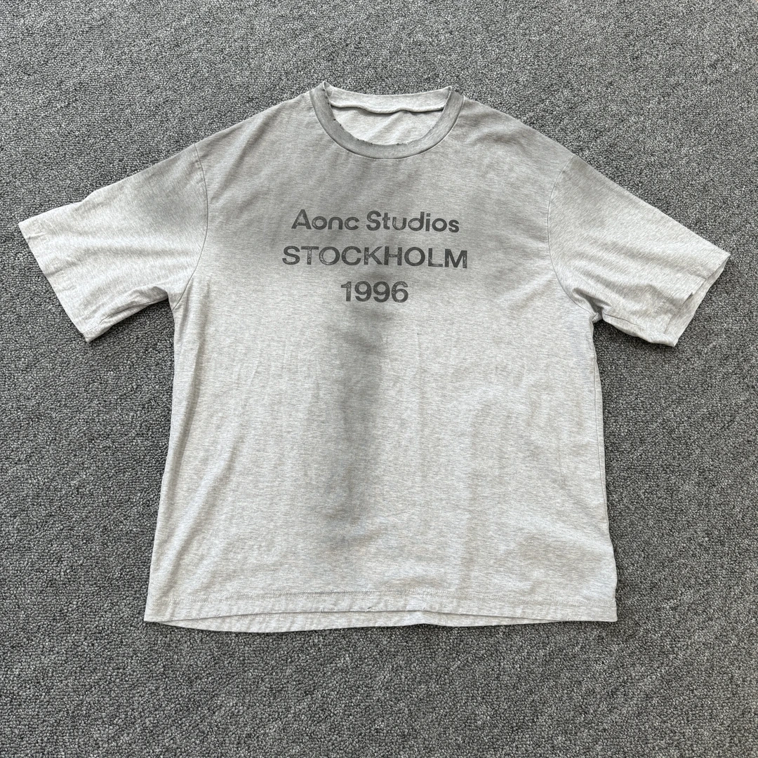 1996短袖25ss破坏擦脏做旧180克轻薄圆领T恤