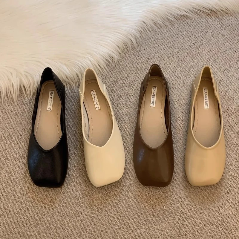 浅口春季纯色套筒豆豆鞋乐福鞋温柔低跟法式单鞋